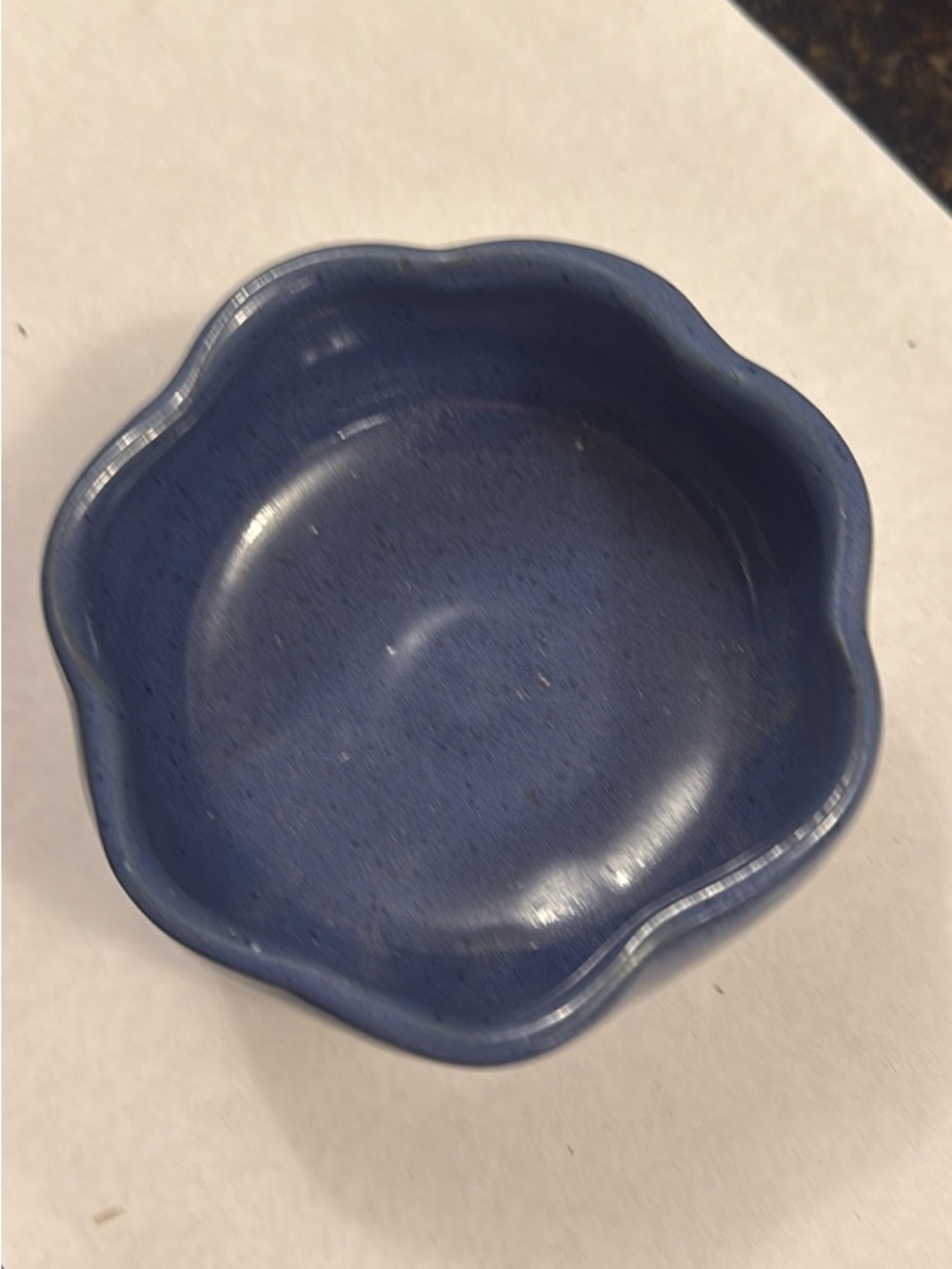 Vintage Bybee pottery Blue Ceramic scalloped trinket Bowl -Versatile Home Accent